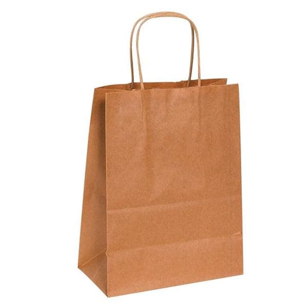 Kraft Paper Shopping Bags 9 3/4 in x 7 3/4 in x 4 3/4 in 250/Pack 250/Pk