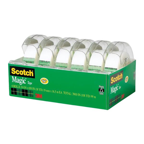 Scotch Magic Tape In Dispensers 3/4 in x 650 in 6/Pack 6/Pk