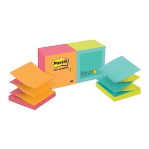 Pop-Up Notes 3 in x 3 in Electric Glow 100 Sheets/Pad 12/Pack 12/Pk