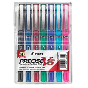 Precise V5 Rollerball Pen Extra Fine Point 0.5 mm Asst 7/Pack 7/Pk