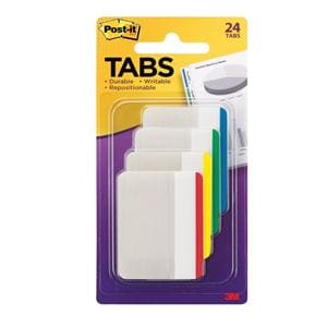 Post-it Durable Filing Tabs 2 in Assorted Colors 24/Pack 24/Pk