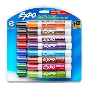 Low-Odor Dry-Erase Marker Chisel Point Assorted 16/Pack 16/Pk