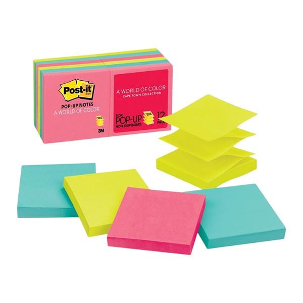 Pop-Up Notes 3 in x 3 in Cape Town 100 Sheets/Pad 12/Pack 12/Pk