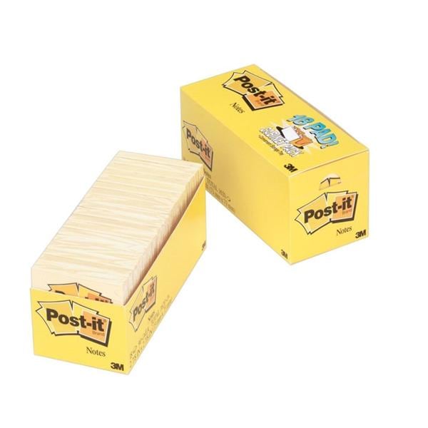 Post-it Notes 3 in x 3 in Canary Yellow 90 Sheets/Pad 18/Pack 18/Pk