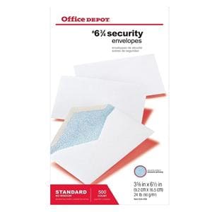 Security Envelopes #6 3/4 (3 5/8 in x 6 1/2 in) White 500/Bx