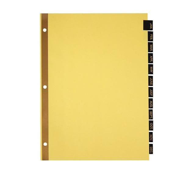 Office Depot Brand Preprinted Tab Dividers Monthly Black/Gold 12/Pk