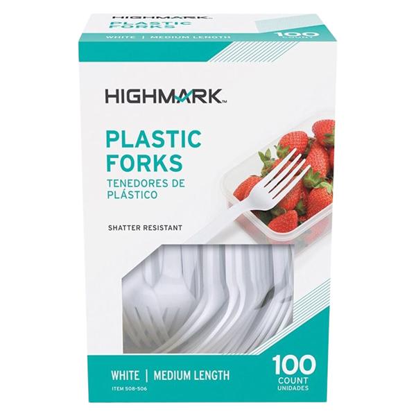 Highmark Medium-Length Polystyrene Forks 100/Pack 100/Pk