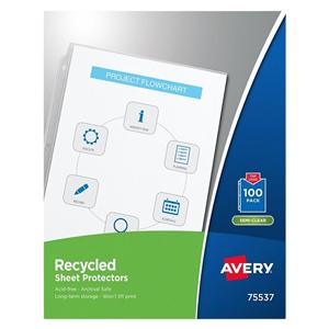 Avery 40% Recycled Economy-Weight Clear Sheet Protectors 100/Box 100/Bx