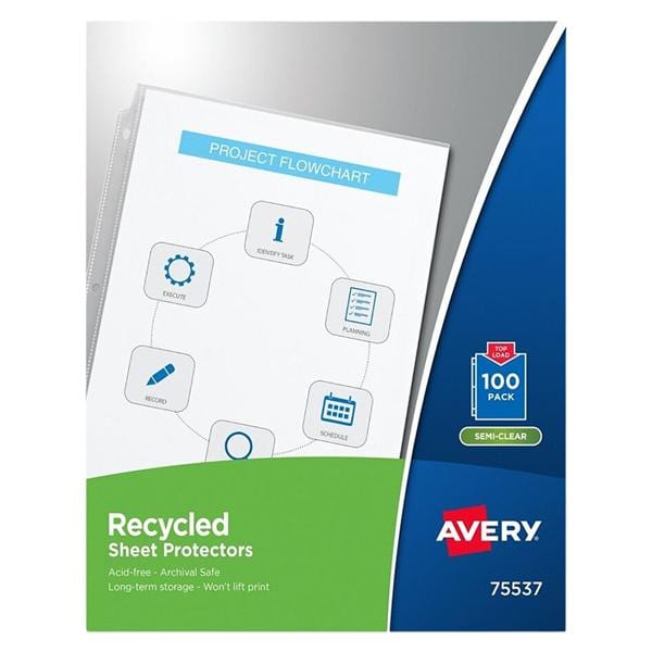 Avery 40% Recycled Economy-Weight Clear Sheet Protectors 100/Box 100/Bx