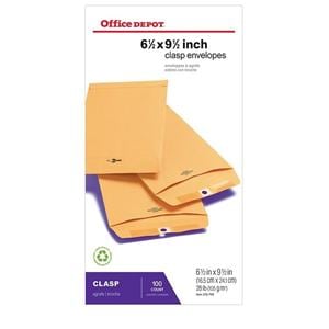 Clasp Envelopes 6 1/2 in x 9 1/2 in Brown 100/Bx