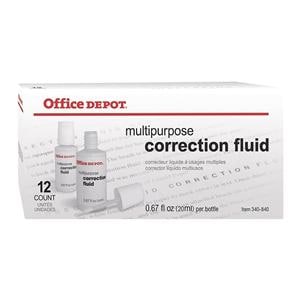 Correction Fluid Multipurpose 20 mL White 12/Pk