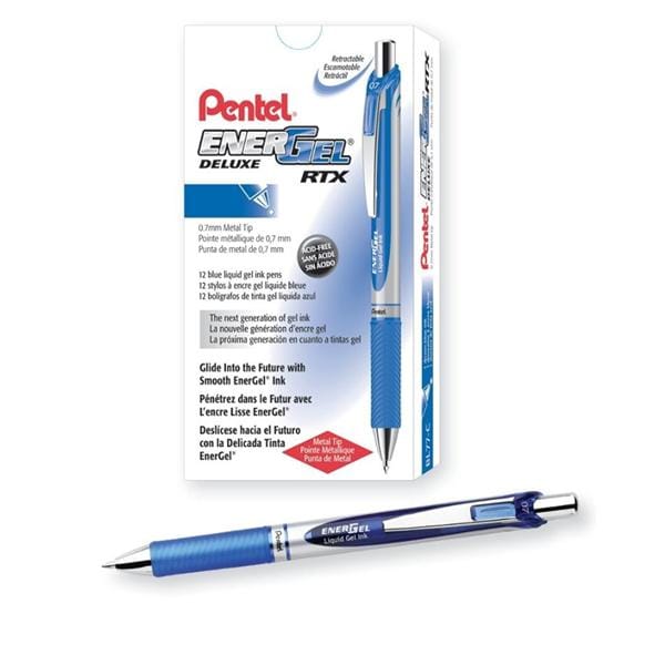 EnerGel Liquid Gel Pens Medium Point 0.7 mm Blue 12/Pack 12/Pk