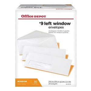 Envelope Window Bottom Left #9 3.875 in x 8.875 in Wht 500/Box 500/Bx