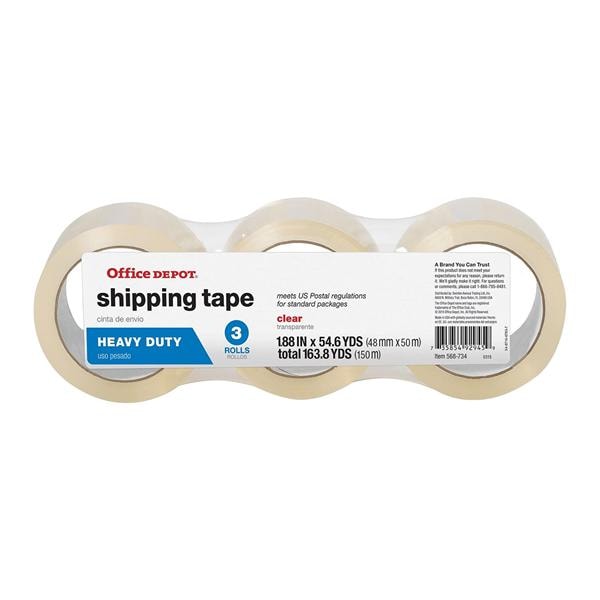 Shipping Tape Heavy-Duty 1.89 in x 54.6 Yd Clear 3/Pk