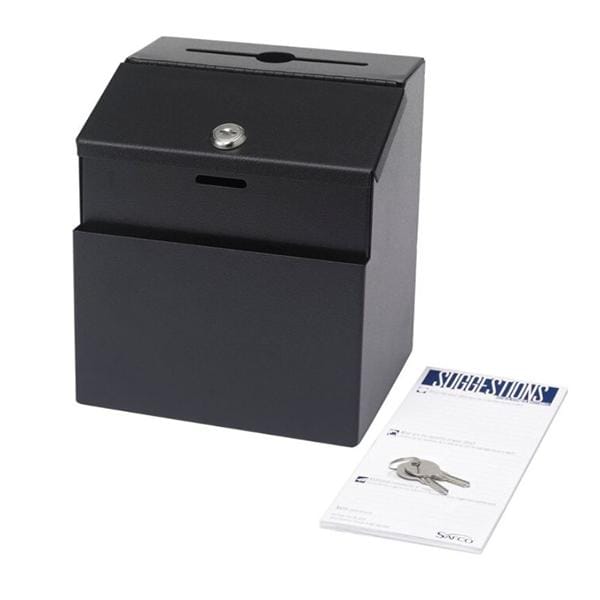 Safco Steel Suggestion Box 8 1/2 in x 7 1/8 in x 6 in Black Ea