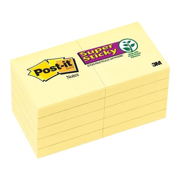 Post-it 1 7/8 in x 1 7/8 in Super Sticky Note 90 Notes/Pad 10Pack 10/Pk