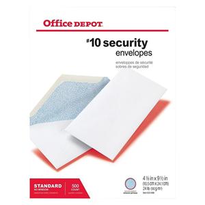 Security Envelopes #10 4 1/8 in x 9 1/2 in White 500/Bx