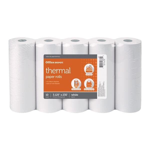 Thermal Paper Rolls 3 1/8 in x 230 ft White 10/Pk