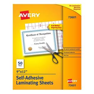 Avery Self-Adhesive Laminating Sheets 9 in x 12 in 50/Pack 50/Pk