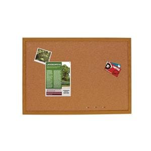 Foray Cork Bulletin Board Oak Finish Frame 36 in x 24 in Ea