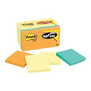 Notes 3 in x 3 in Assorted Colors 100 Sheets/Pad 18/Pack 18/Pk