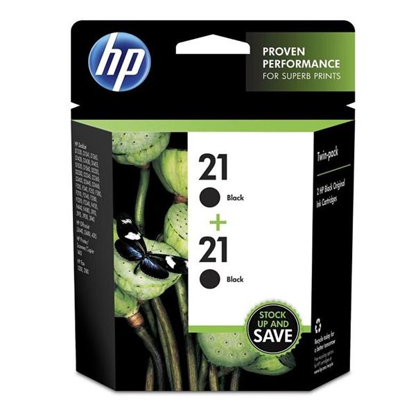 HP 21 Black Original Ink Cartridges (C9508FN) 2/Pack Ea