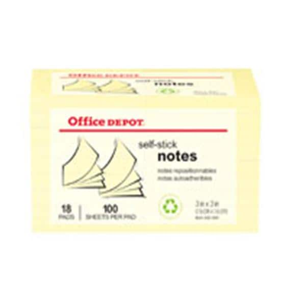 Self-Stick Notes 3 in x 3 in Yellow 100 Sheets/Pad 18/Pack 18/Pk