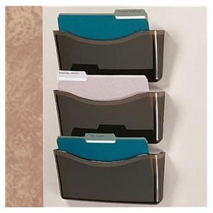 Unbreakable 3-Pocket Letter-Size Wall Files Black 3/Pk