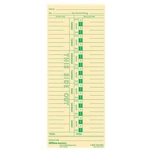 Time Cards Weekly Monday-Sunday Format 1-Sided Manila 100/Pack 100/Pk