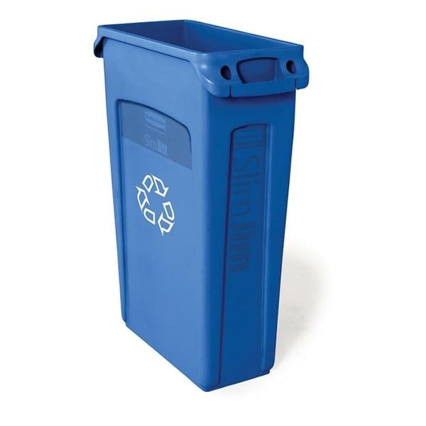 Commercial Slim Jim Recycle Waste Container 23 Gallons Blue Ea