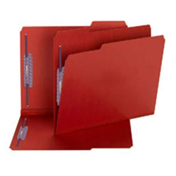 Fastener Folder Coated Fastener Ltr Sz 1/3 Cut Bright Red 25/Box 25/Pk