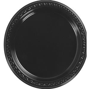 Huhtamaki Heavyweight Plastic Plates 9" Dia Black 125/Pk