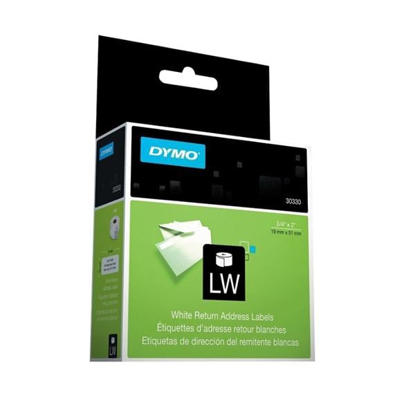 Dymo White Return Address Label 0.75 in x 2 in 500/Box 500/Pk