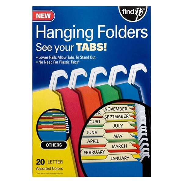 Tab-View Hanging File Folder Letter Size Assorted 20/Pack 20/Pk