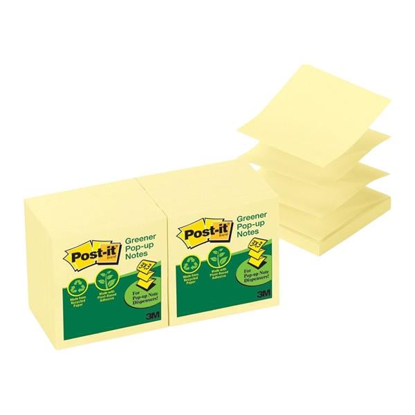 Pop-Up Notes 3 in x 3 in Canary Yellow 100 Notes Per Pad 12/Pack 12/Pk