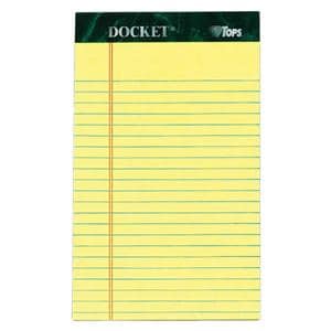 Tops Docket Perforated Legal Ruled Pad 5 in x 8 in 50 Shts Canary 8/Pk