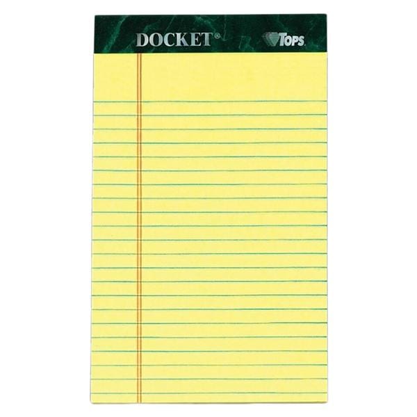 Tops Docket Perforated Legal Ruled Pad 5 in x 8 in 50 Shts Canary 8/Pk