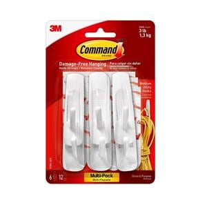 3M Command Utility Hooks Medium White 6/Pack 6/Pk