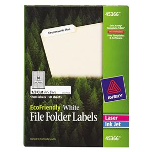 Inkjet Laser File Folder Labels 2/3 in x 3 7/16 in White 150/Pack 1500/Bx