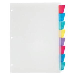 Plastic Dividers w/ Insertable Rounded Tabs Assorted Colors 8-Tab 1/St