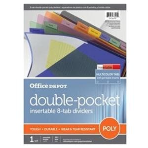 Double-Pocket Insertable Plastic Divider 8-Tab Assorted Color 1/St