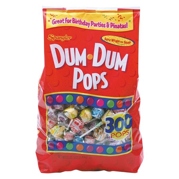 Dum Dum Candy Pops 51oz Stand Up Bag 300 Count Assorted Flavors Ea