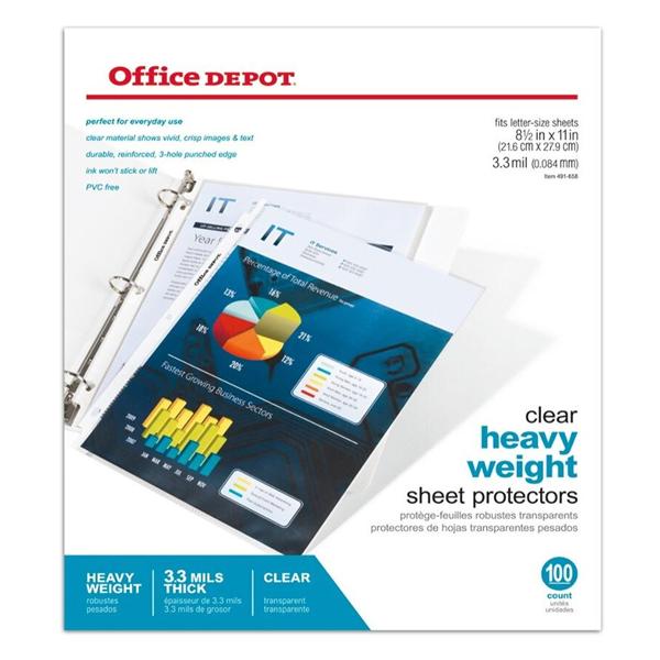 Heavyweight Sheet Protectors 8 1/2 in x 11 in Clear 100/Bx