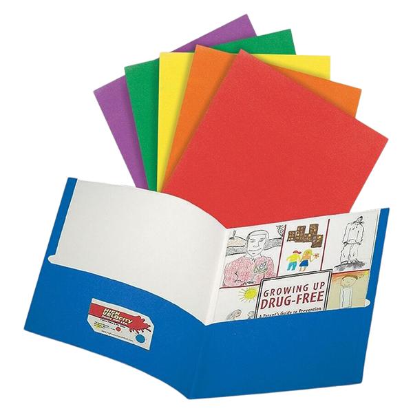 2-Pocket Paper Portfolios 8.5 in x 11 in Assorted Colors 10/Pack 10/Pk