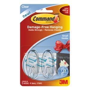 3M Command Clear Hooks Small 1-Lb Capacity 2/Pack 2/Pk