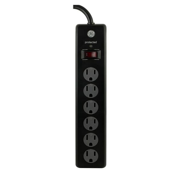 GE 6-Outlet Surge Protector 6' Cord Black Ea