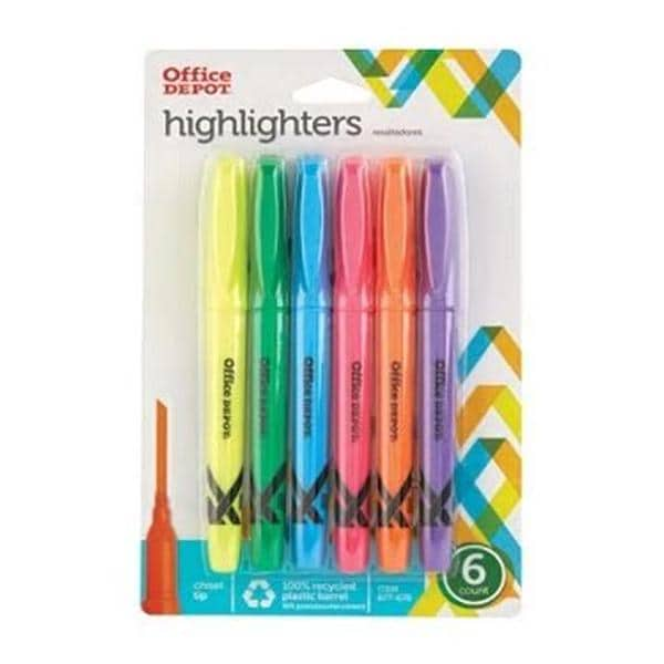 Pen-Style Highlighters Assorted Colors 6/Pk