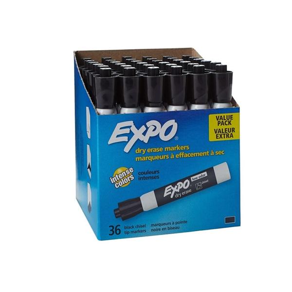 EXPO Chisel-Tip Dry-Erase Markers Black 36/Pack 36/Pk