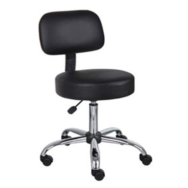 Boss Medical Stool With Back 27 in x 17 in x 25 in Black/Chrome Ea