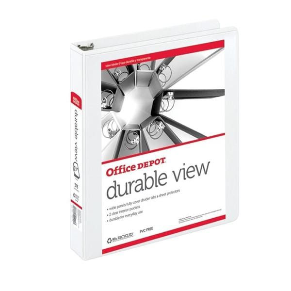 Durable View D-Ring Binder 1.5" Rings White 39% Recycled Ea